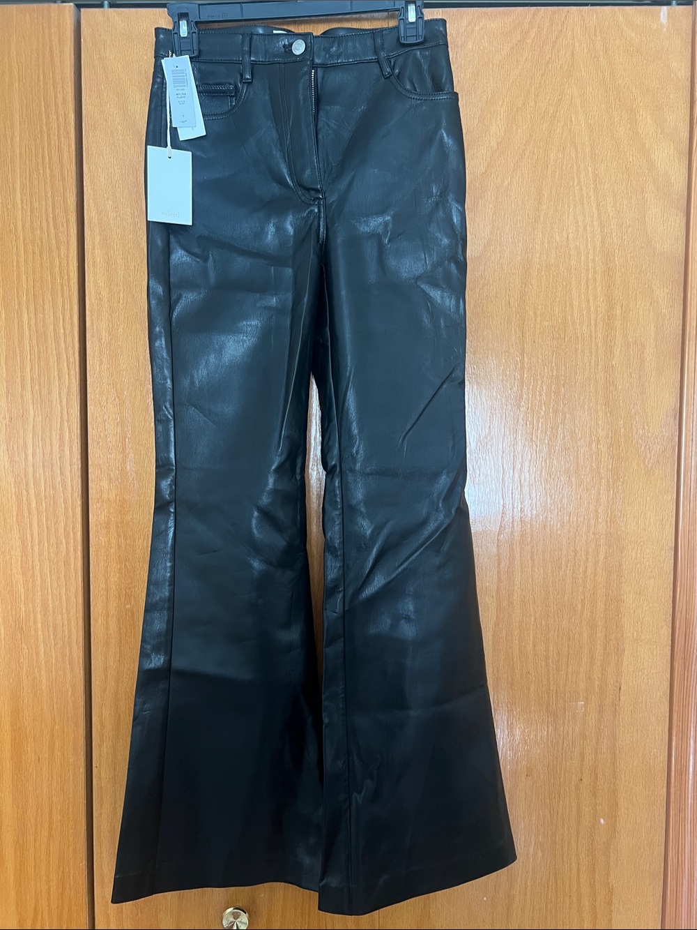 Wilfred Black Faux Leather Flare Jeans